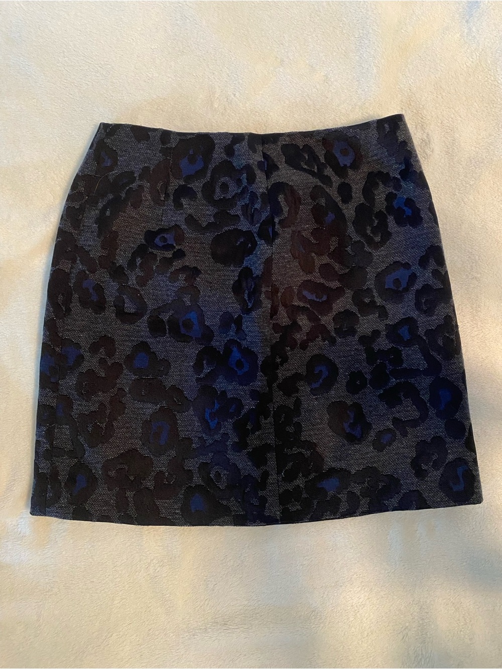 Ann Taylor Blue and Black Leopard-Print Mini Skirt